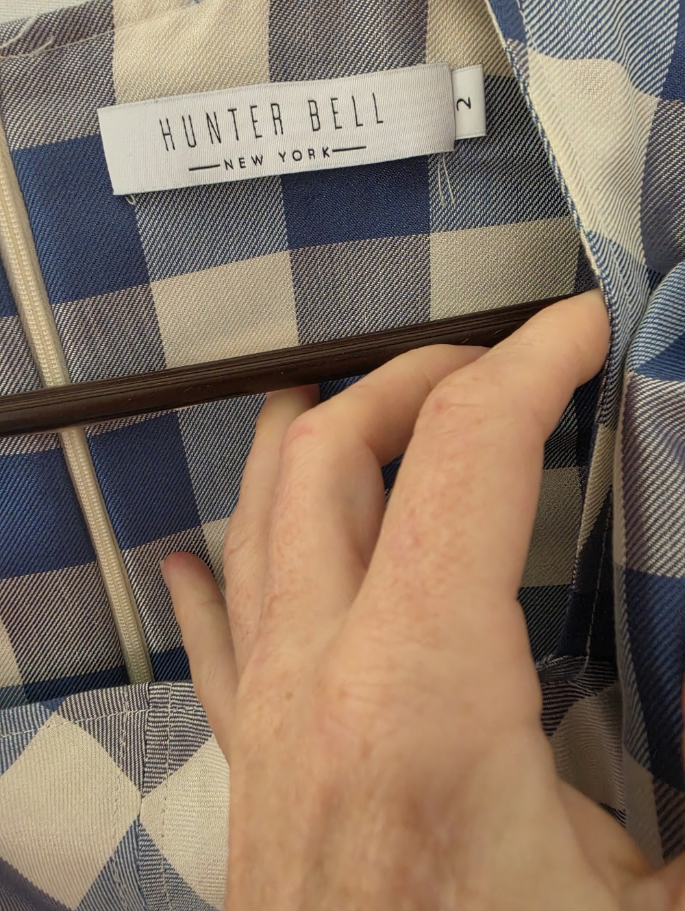 Hunter Bell Cassidy Blue and White Gingham Midi Dress Size 2 - Picture 8 of 8